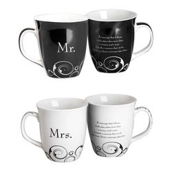 2 Mr. and Mrs. God's Plan Stoneware Coffee Mugs