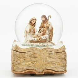 Holy Family on Book Base Glitterdome