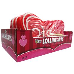 12 Lollihearts Large Swirl Heart Pop Candies