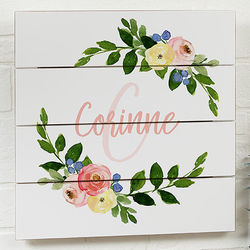 Baby's Personalized Floral Wooden Shiplap Sign