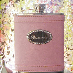 Personalized Pastel Pink Flask with Crystals