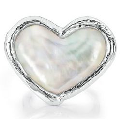 Mother of Pearl Heart Ring in Sterling Silver