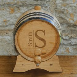 Personalized Name and Initial Oak Whiskey Barrel