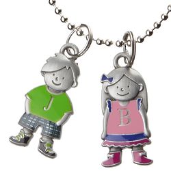 Personalized 2 Girl Characters Charm Necklace