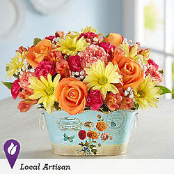 Large Sunshine and Kisses Bouquet in Floral Cachepot