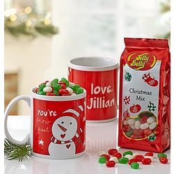 Personalized Snowman Mug with Jelly Belly Jelly Beans