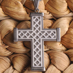Silver Weave Cross Necklace