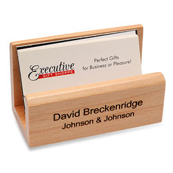 Personalized Solid Maple Desktop Business Card Holder