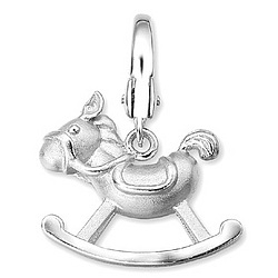 Baby Wooden Horse Bling Bling 925 Silver Charm