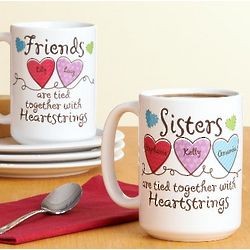 Personalized Sisters or Friends Heartstrings Mug