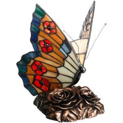 Butterfly on Floral Base Tiffany Lamp