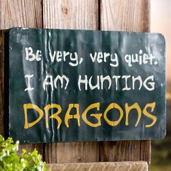 Hunting Dragons Metal Garden Sign