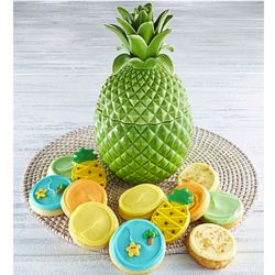 Green Pineapple Ceramic Cookie Jar with Cookies