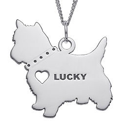 Personalized Sterling Silver Yorkie Dog Necklace