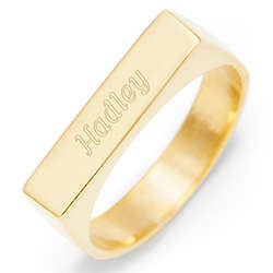 Gold-Plated Bar Ring with Personalized Name