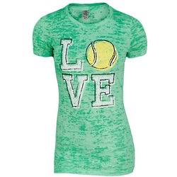 Woman's Tennis Love Acid Wash Green T-Shirt