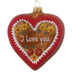 Personalized I Love You Gingerbread Heart Christmas Ornament