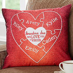 Personalized We Love You To Pieces Puzzle Heart Throw Pillow