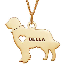 Personalized Gold-Plated Golden Retriever Necklace