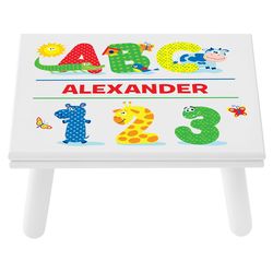 Personalized ABC 123 Step Stool in White