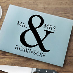 Personalized Glass Mr & Mrs Cutting Board