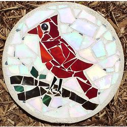 Cardinal Stained Glass Stepping Stone