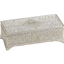 Large Engraved Silver Plated Jewelry Box