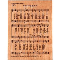 Amazing Grace Etched Wood Hymn Plaque