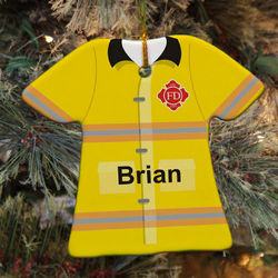 Personalized Ceramic Firefighter Ornament