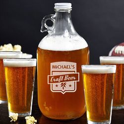 Craft Beer Personalized Growler with Pint Glasses