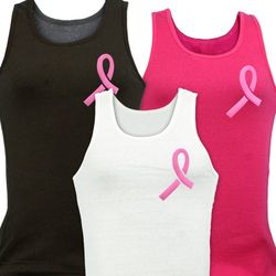 Embroidered Pink Ribbon Breast Cancer Awareness Tank Top
