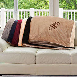 Embroidered Initials Sherpa Blanket