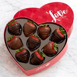 9 Belgian Chocolate Strawberries in Valentine's Heart Box