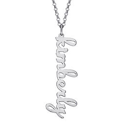 Personalized Silver Vertical Lowercase Script Name Necklace