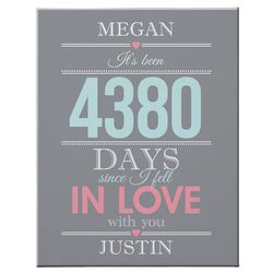 Personalized All the Days I Have Loved You Canvas Print in Gray