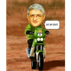 Motocross Personalized Caricature Print