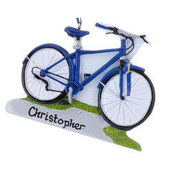 Personalized Bicycle in Blue or Red Christmas Ornament