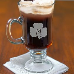 Single Initial Shamrock Irish Coffee Mug