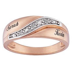 Men's Personalized Rose Gold Wedding Band with Diamond Accents