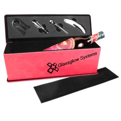 Personalized Wine Bottle Box in Pink with Bar Tools