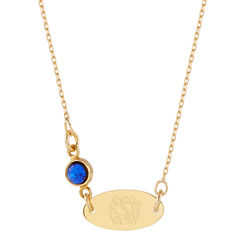 Personalized Monogram Birthstone Gold Oval Tag Necklace