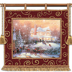 Christmas Traditions Tapestry with Fiber Optic Lights