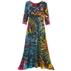 Tie Dye Maxi Dress with 3/4 Sleeves
