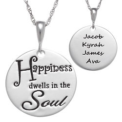 Personalized Happiness Dwells in the Soul Silver Necklace