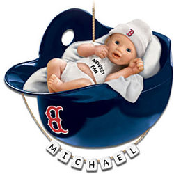 Personalized Boston Red Sox Baby's First Christmas Ornament