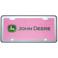 John Deere Pink Laser Cut Mirrored License Plate