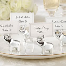 Lucky Silver-Finish Elephant Place Card Holders