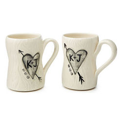 Personalized Porcelain Faux Bois Mug Set