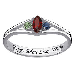 Daughter's Sterling Silver Marquise Birthstone Ring