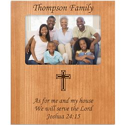 Cherry Wood Personalized 4x6 Religious Family Photo Frame